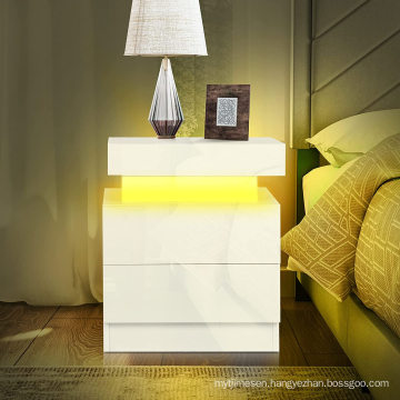 Nightstand Side Accent Table Colorful LED Light